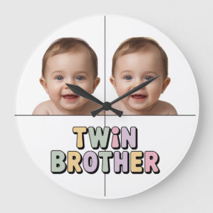 Twin brother baby  large clock