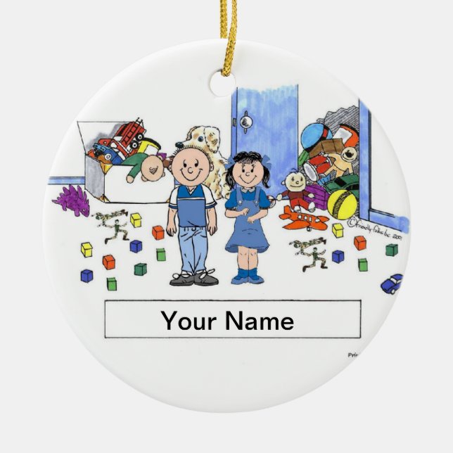 Twin Brother & Sister Ceramic Tree Decoration (Front)