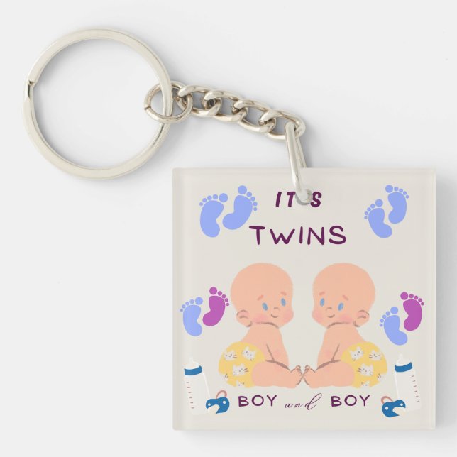 Twin brothers baby key ring (Front)