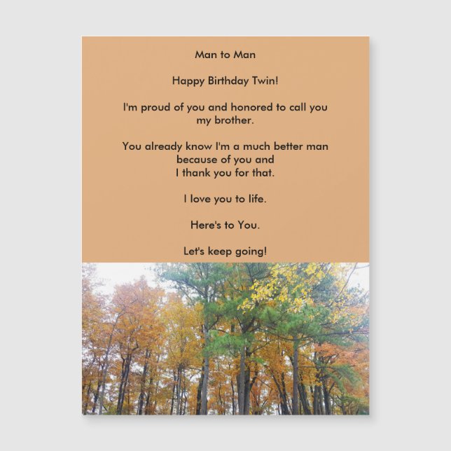 Twin Brothers Love Birthday Magnetic Greeting Card (Front)