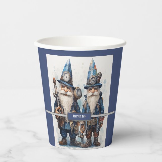 Twin Brothers Wizard gnomes Steampunk Paper Cups (Front)
