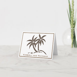Twin Brown Tropical Palm Trees Personalised Thank You Card