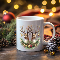 Twin Buck Deer Decorated with Ornaments