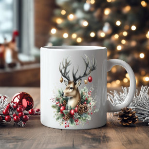 Twin Buck Deer Decorated with Ornaments Coffee Mug