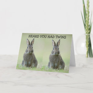 TWIN BUNNIES FOR "YOUR NEW BABY TWINS" CARD