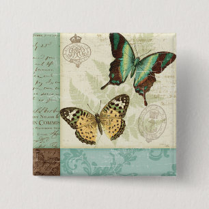 Twin Butterflies 15 Cm Square Badge