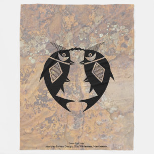 Twin Catfish, Mimbres Pottery Design Fleece Blanket
