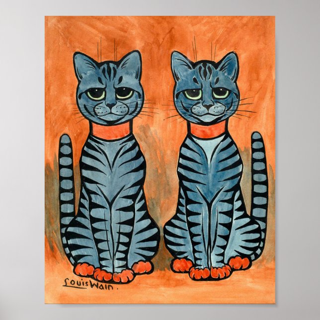 Twin Cats By Louis Wain Poster (Front)