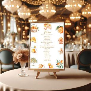 Twin citrus orange Cutie Summer Baby Shower  Menu Pedestal Sign