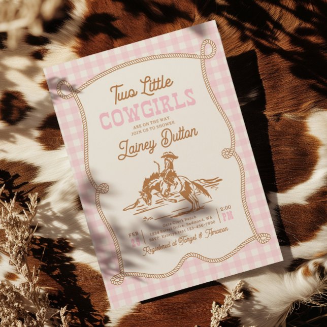 Twin Cowgirl Baby Shower Invitation (Creator Uploaded)