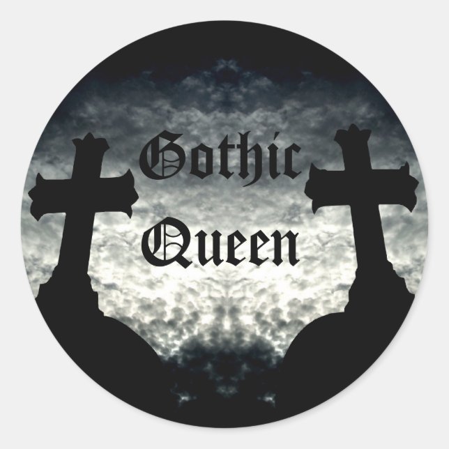 Twin crosses Gothic Queen Classic Round Sticker (Front)