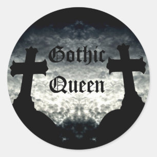 Twin crosses Gothic Queen Classic Round Sticker