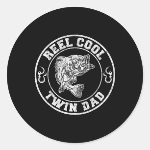 Twin Dad Fishing1  Classic Round Sticker