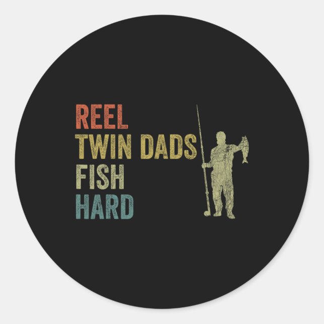 Twin Dad Fishing  Classic Round Sticker (Front)
