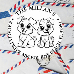 Twin dogs lover theme self-inking stamp