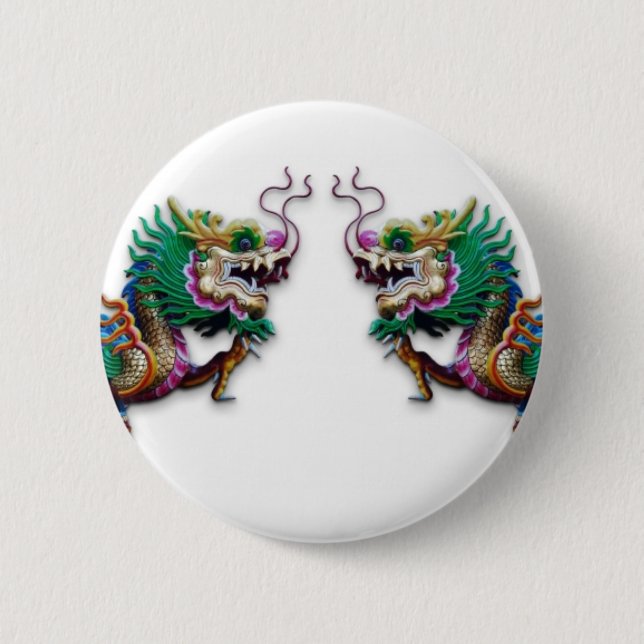 Twin Dragons 6 Cm Round Badge (Front)