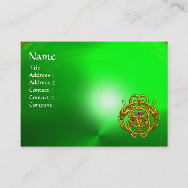TWIN DRAGONS Green Emerald Business Card (Front)
