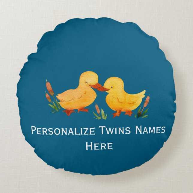 Twin Ducklings Round Cushion (Front)
