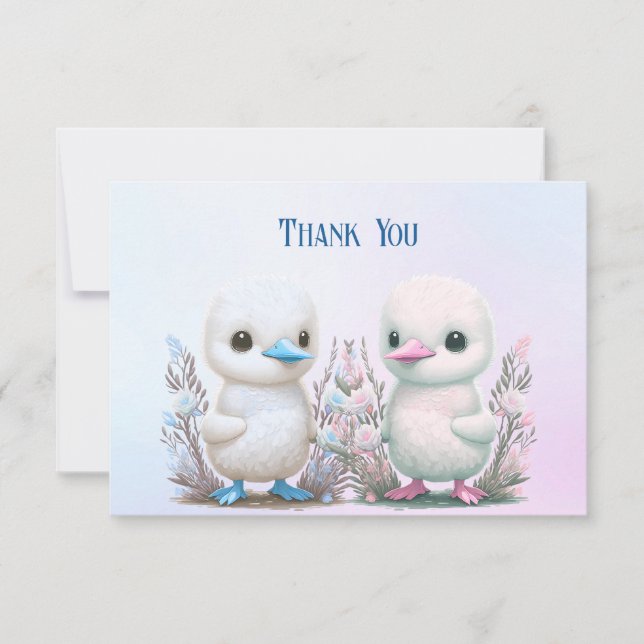 Twin Ducks Floral Thank You Card (Front)