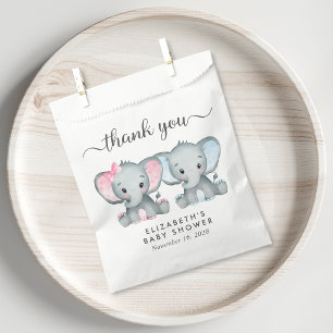 Twin Elephant Baby Girl Boy Shower Thank You Favour Bags
