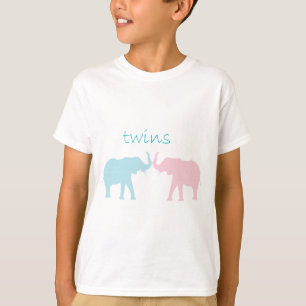 Twin Elephant Pink And Blue T-Shirt