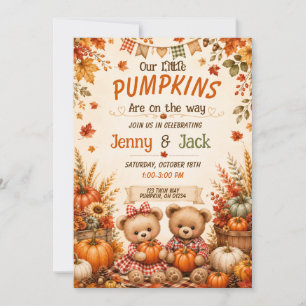 Twin Fall Baby Shower Teddy Bear Invitation