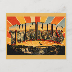 Twin Falls Idaho Waterfall River Canyon Art Postcard