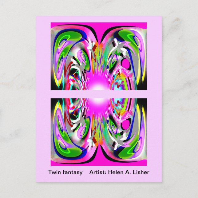 Twin fantasy abstract art postcard (Front)