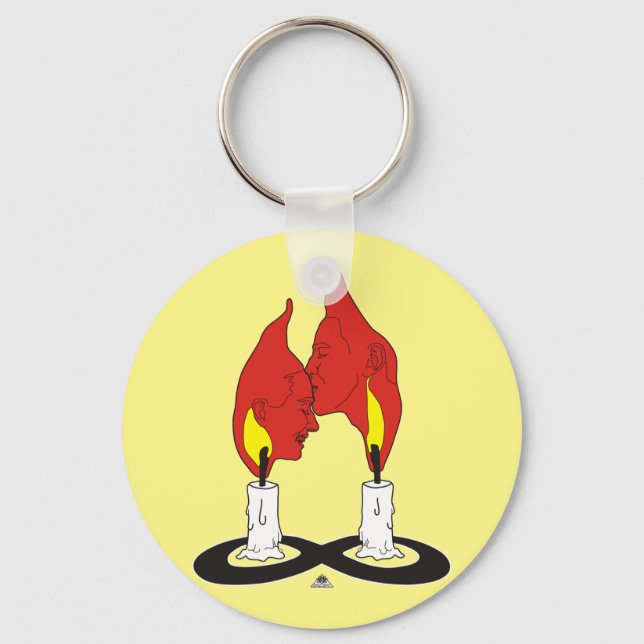Twin Flame Kiss Button Keychain (Front)