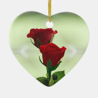 Twin Flame love red roses Ceramic Tree Decoration