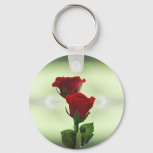 Twin Flame love red roses Key Ring