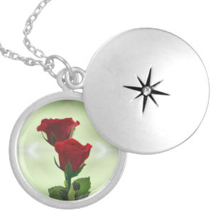 Twin Flame love red roses Silver Plated Necklace