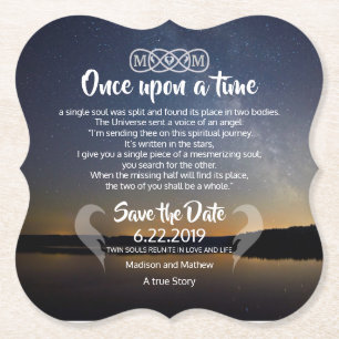 Twin Flame Save the Dates Paper Coaster