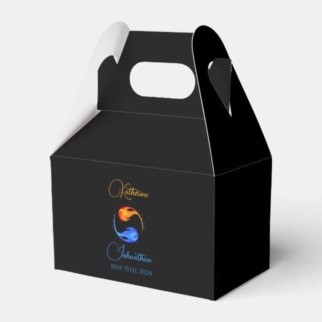 Twin Flame Wedding-Black-Coloured Script-Favour Bo Favour Box (Front Side)