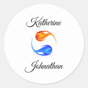 Twin Flame Wedding Theme-White- Classic Round Sticker