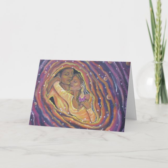 "Twin Flames" Blank Greeting Card by Flora Cloud (Front)