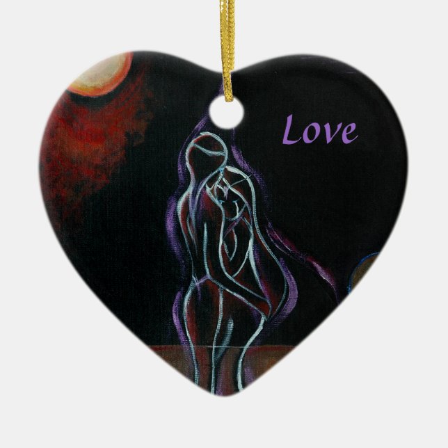 Twin Flames Ornament: Love Ceramic Tree Decoration (Front)