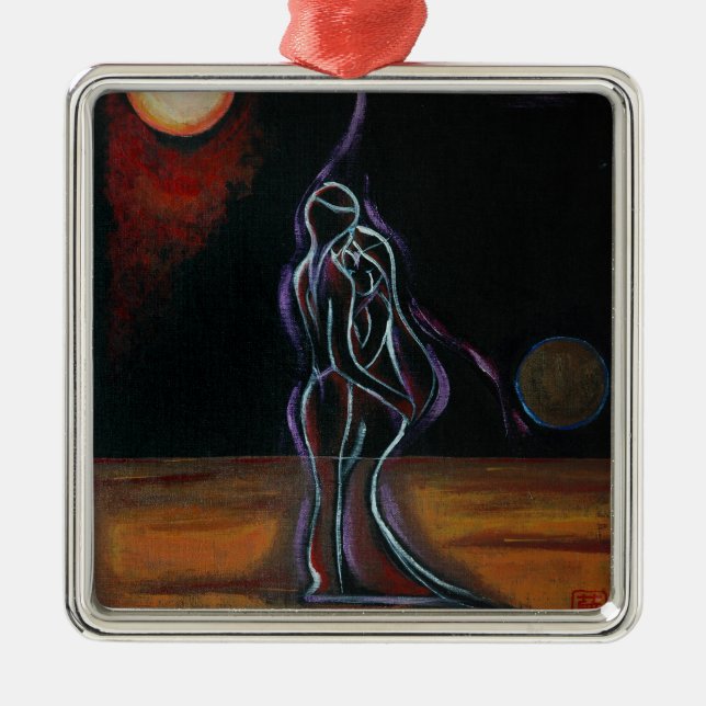 Twin Flames Ornament: Metal Metal Tree Decoration (Front)