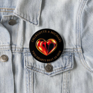 Twin Flames Two Hearts Beat As One Love Valentine 7.5 Cm Round Badge