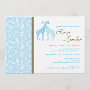 Twin Giraffes Baby Shower Invitation - Boy