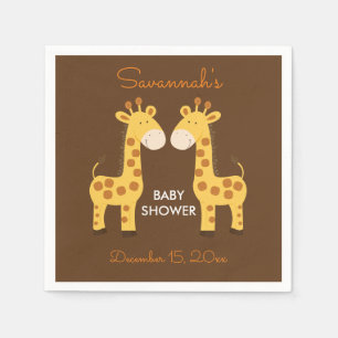 Twin Giraffes Baby Shower Napkin