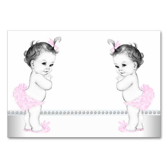 Twin Girl Baby Shower Table Number (Front)