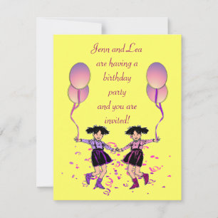 Twin Girl Birthday party invite