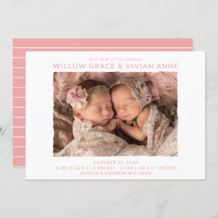 Twin Girl Photo Birth Announcement