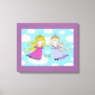 Twin Girls Art for Kids Room Wrapped Canvas Print