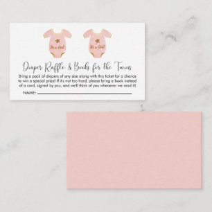 Twin Girls Baby Shower Diaper Raffle Book for Baby Enclosure Card