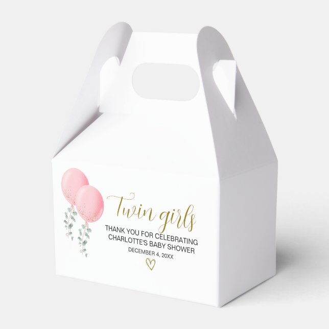 Twin Girls Baby Shower Favour Box (Front Side)
