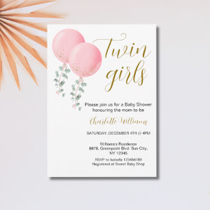 Twin Girls Baby Shower Invitation