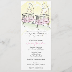 Twin Girls Baby Shower Invitation - Baby Cribs