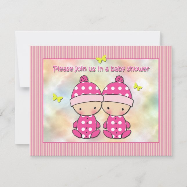 Twin Girls Baby Shower Invitations (Front)
